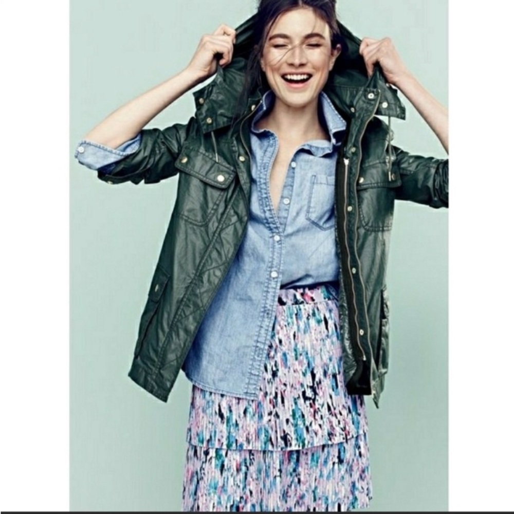 J Crew Tiered Pleated Chiffon Multi-colored Skirt Size‎ 10